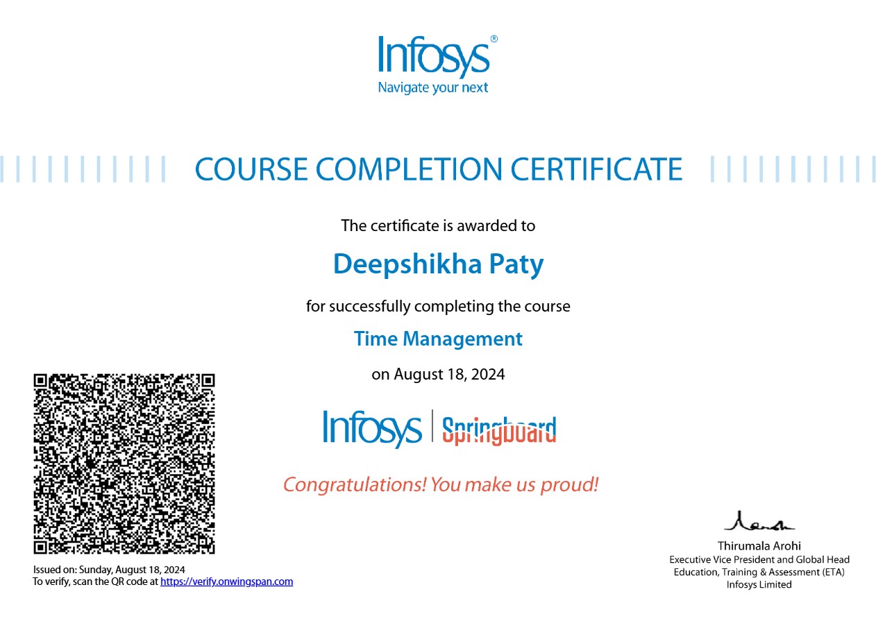Infosys Certificate (Placeholder)